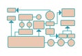 Workflow diagram, working algorithm or structure of organization. Vector illustration, isolated on white.