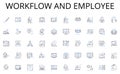 Workflow and employee line icons collection. Purpose, Strategy, Ideals, Values, Goals, Ambition, Aspiration vector and