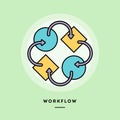 Workflow, flat design thin line banner.
