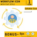 Workflow icon with flat color style in isolated white background Royalty Free Stock Photo