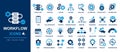 Workflow Icons Set for Startup and Entrepreneur with Process, Strategy, Planning, Analysis and Project Management Royalty Free Stock Photo