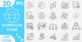 WorkFlow Line icon set. planning, progress, server, monitoring, computing, flowchart and more.Vector and illustrator set Royalty Free Stock Photo