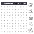 Workflow line icons, signs, vector set, outline illustration concept