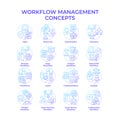 Workflow management blue gradient concept icons
