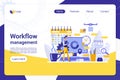 Workflow management flat landing page vector template