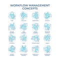 Workflow management soft blue concept icons