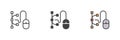 Workflow mouse nodes icon set pack line, solid, filled outline, different style Royalty Free Stock Photo