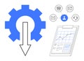 Workflow Optimization with Automation Gear, User Connections, and Performance Data Analysis Royalty Free Stock Photo