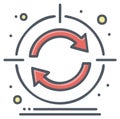 Workflow optimization and continuous process icon with circular refresh arrows and target Royalty Free Stock Photo