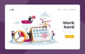 Workflow Organization Landing Page Template. Tiny Office Characters Overload at Work with Docs. Managers with Documents Royalty Free Stock Photo