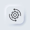 Workflow outline icon. Gear icon. For mobile apps and web usage. Neumorphic UI UX white user interface web button. Neumorphism. Royalty Free Stock Photo