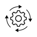 Workflow process icon in flat style. Gear cog wheel with arrows vector illustration on white isolated background. Workflow busine