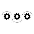 Workflow process icon in flat style. Gear cog wheel with arrows vector illustration on white isolated background.  Workflow busine Royalty Free Stock Photo