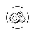 Workflow process icon in flat style. Gear cog wheel with arrows vector illustration on white isolated background. Workflow busine