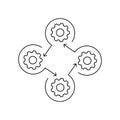 Workflow process icon in flat style. Gear cog wheel with arrows vector illustration on white isolated background. Royalty Free Stock Photo