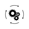 Workflow process icon in flat style. Gear cog wheel with arrows vector illustration on white isolated background. Royalty Free Stock Photo