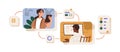 Workflow and remote business communication concept. Project manager controlling task online. Work process with boss and