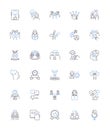 Workforce analyzing line icons collection. Recruitment, Teamwork, Metrics, Productivity, Performance, Engagement