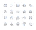 Workforce squad line icons collection. Teamwork, Collaboration, Diversity, Efficiency, Productivity, Cooperation