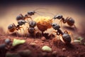Working ants carrying some food, Generative Ai Royalty Free Stock Photo