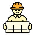 Working architect icon, outline style