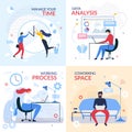 Working Banner Set with Flat Cartoon Office People Royalty Free Stock Photo