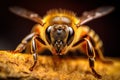 Working bee on honeycomb cells Royalty Free Stock Photo