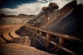 Working belt conveyor at coal and mining industry area Royalty Free Stock Photo