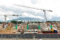 Working Big Construction site with many Crane Working in hong kong Royalty Free Stock Photo