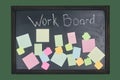 Working board stickers for writing, flatlay close up copies space one