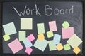 Working board stickers for writing, flatlay close up copies space one