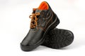 Working boots on a white background. Footwear for foot protection. men`s boots