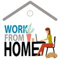Working and business from home concept design. Freelance woman work at her house