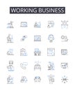 Working business line icons collection. Running company, Busy office, Operational enterprise, Functioning corporation