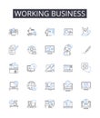 Working business line icons collection. Running company, Busy office, Operational enterprise, Functioning corporation