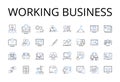 Working business line icons collection. Running company, Busy office, Operational enterprise, Functioning corporation