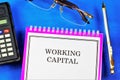 Working capital, current assets of a firm are financial resources that are fully expended and renewable with a certain cyclicality Royalty Free Stock Photo