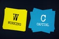 Working Capital (WC) text message on stick note on black background Royalty Free Stock Photo