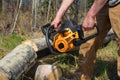 Working Chainsaw Close Up