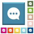 Working chat white icons on edged square buttons Royalty Free Stock Photo