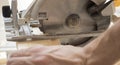 Working Circular Saw. A Man Is Sawing A Tree. Royalty Free Stock Photo