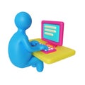 Working at the Computer 3D Icon Royalty Free Stock Photo