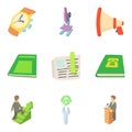 Working conditions icons set, cartoon style