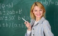 Working conditions for teachers. She likes her job. Back to school concept. Working conditions which prospective Royalty Free Stock Photo