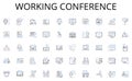 Working conference line icons collection. Skills, Experience, Training, Portfolio, Nerk, Reputation, Expertise vector