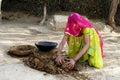 Working with cow dung Royalty Free Stock Photo