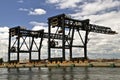 Working Crane Bridges In Shipyard