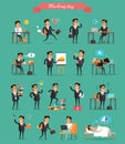 Working Day in Office Characters Vector Set. Royalty Free Stock Photo