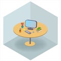 Working Desk in isometric style.
