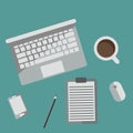 Working Desk Office Equipment in Modern Flat Style Royalty Free Stock Photo